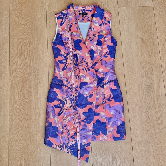 Elliat Pink, Blue & Purple Tropical floral print Sleeveless Blazer Mini Dress S - Picture 4 of 9